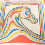 Hermès Carré 90 "PEGASE" 100% Silk Scarf in Beige and Multicolor