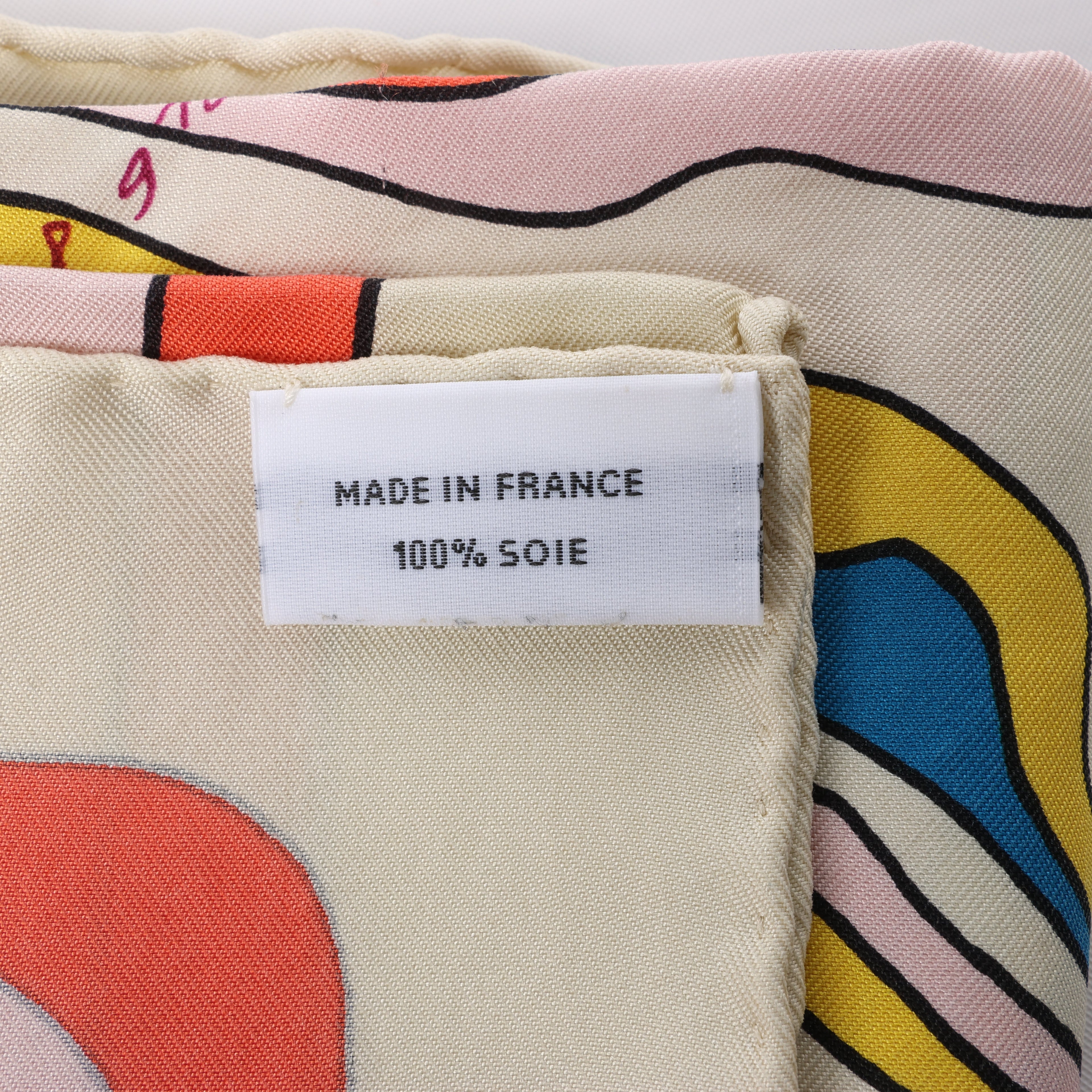 Hermès Carré 90 "PEGASE" 100% Silk Scarf in Beige and Multicolor