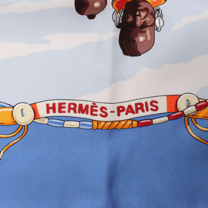 Hermès Carré 90 "PERLES DU KENYA" Silk handkerchief in Blue
