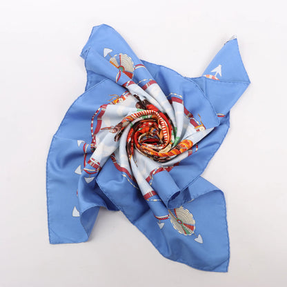 Hermès Carré 90 "PERLES DU KENYA" Silk handkerchief in Blue