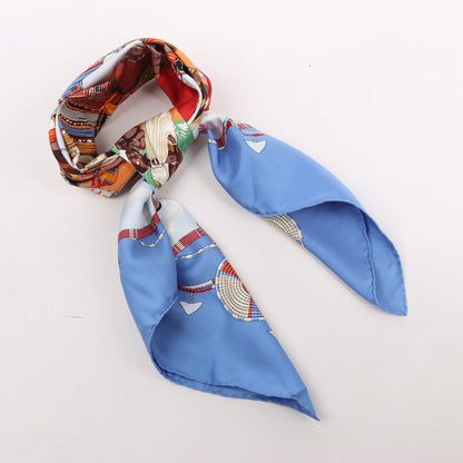 Hermès Carré 90 "PERLES DU KENYA" Silk handkerchief in Blue