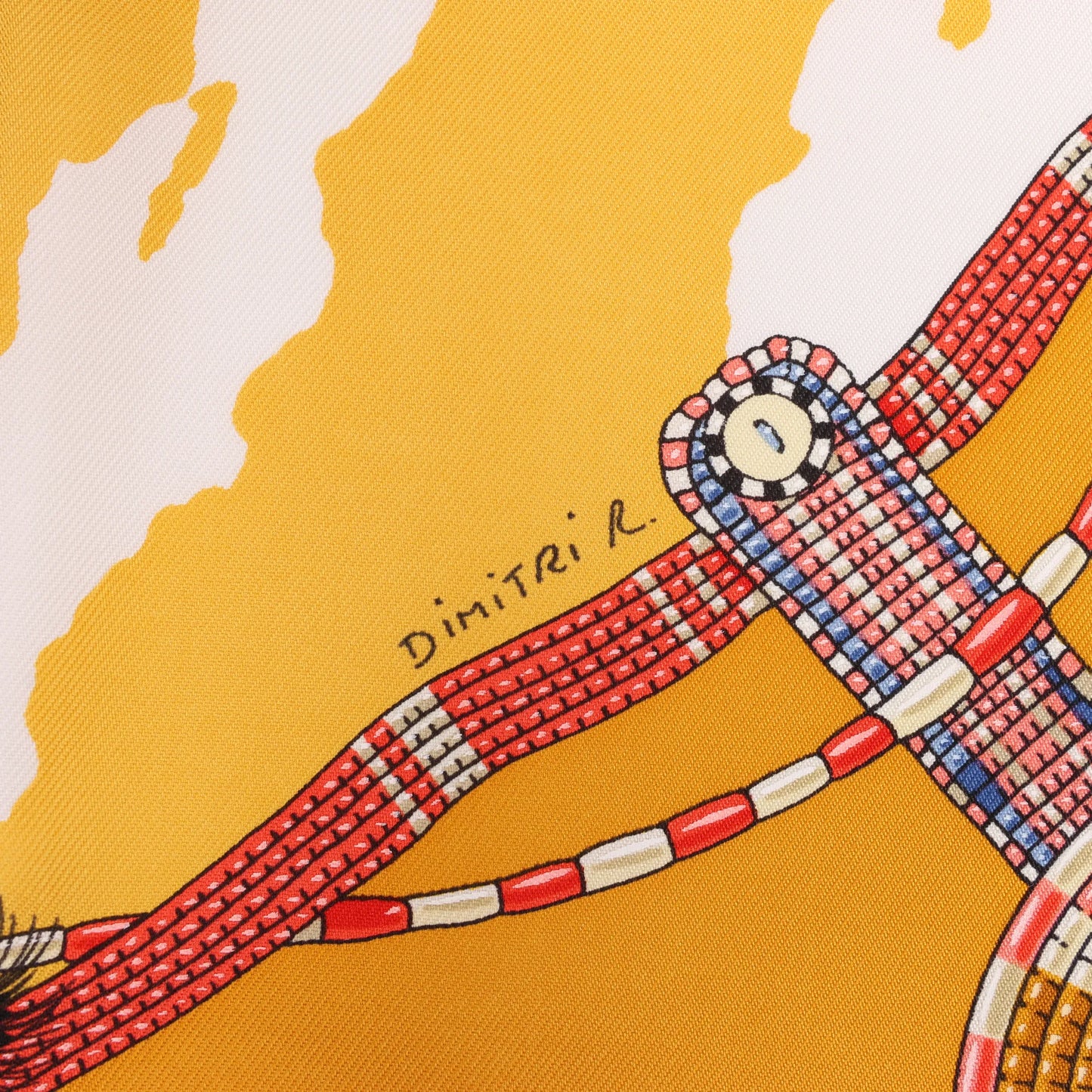 Hermès Carré 90 "PERLES DU KENYA" Silk handkerchief in Orange