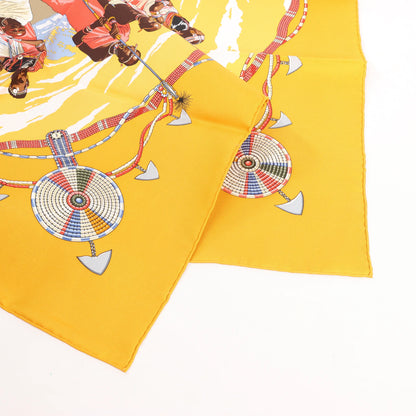 Hermès Carré 90 "PERLES DU KENYA" Silk handkerchief in Orange