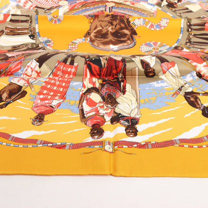 Hermès Carré 90 "PERLES DU KENYA" Silk handkerchief in Orange