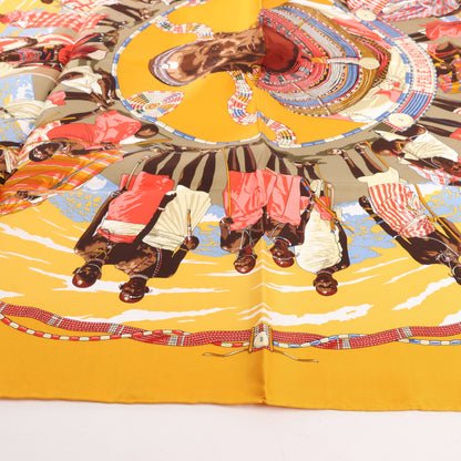 Hermès Carré 90 "PERLES DU KENYA" Silk handkerchief in Orange