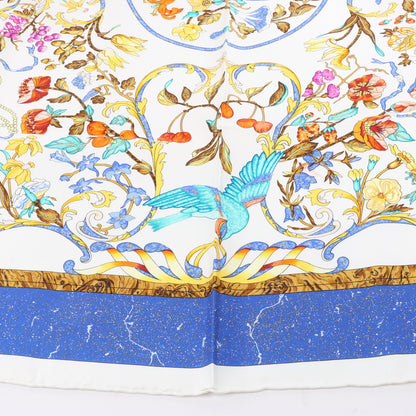 Hermès Carré 90 "PIERRES d'ORIENT et d'OCCIDENT" Foulard 100% Soie en Marine x Beige
