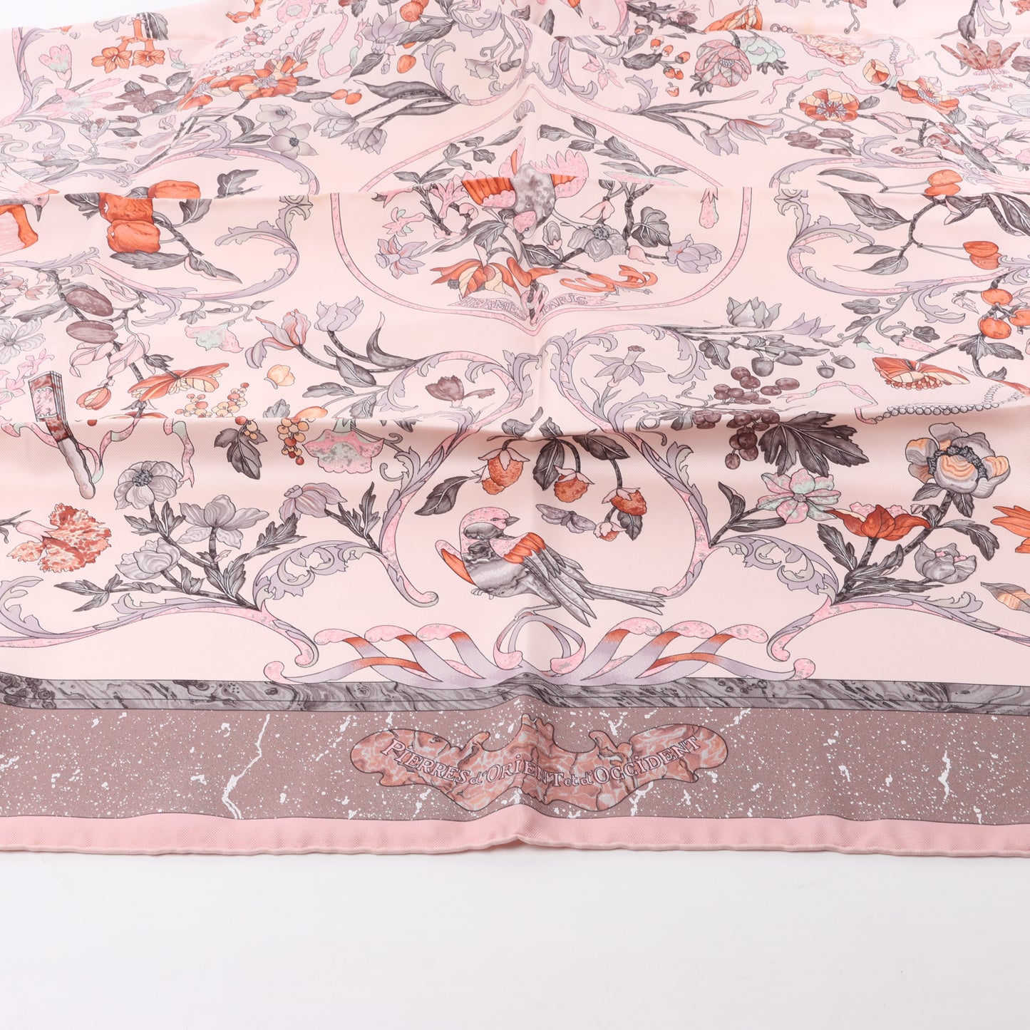 Hermès Carré 90 "PIERRES d' ORIENT et d' OCCIDENT" Silk handkerchief in Pink