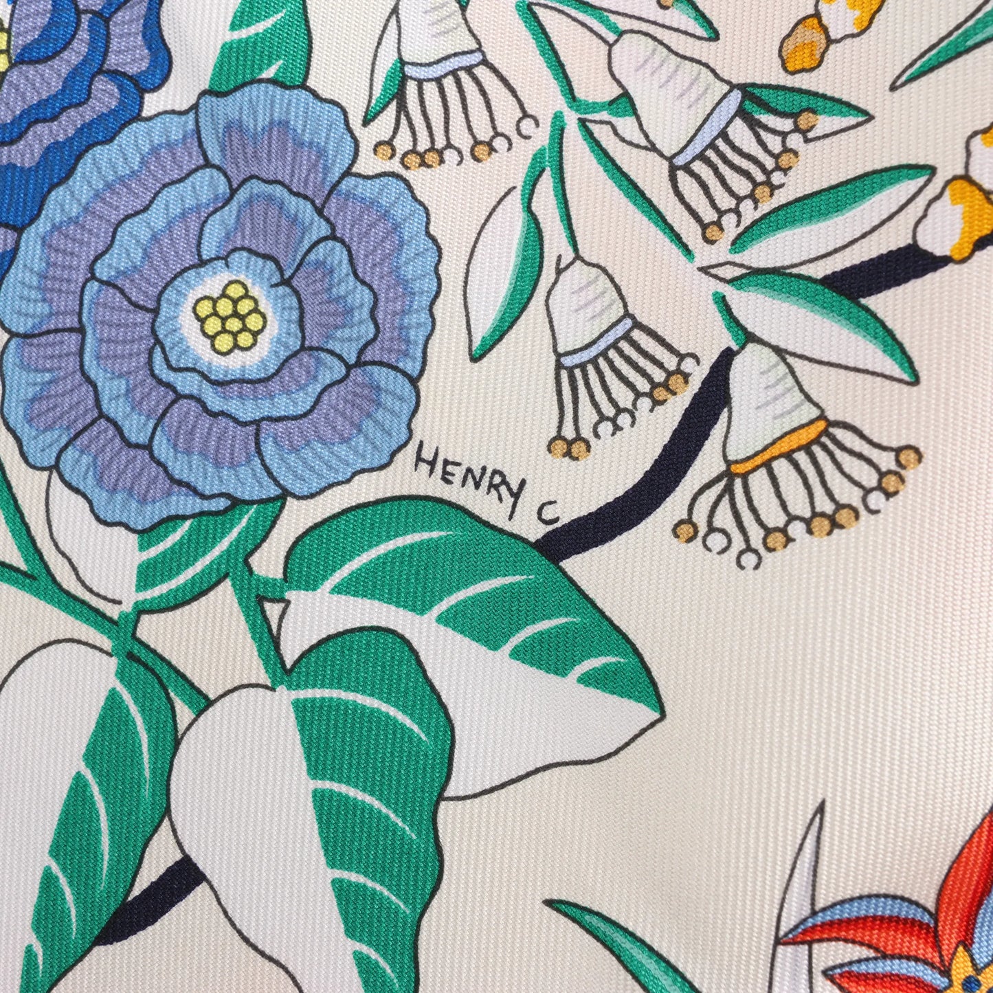 Hermès Carré 90 "PLANIFLEURS" Silk handkerchief in Ecru