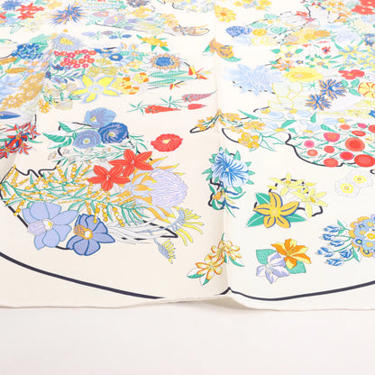 Hermès Carré 90 "PLANIFLEURS" Silk handkerchief in Ecru