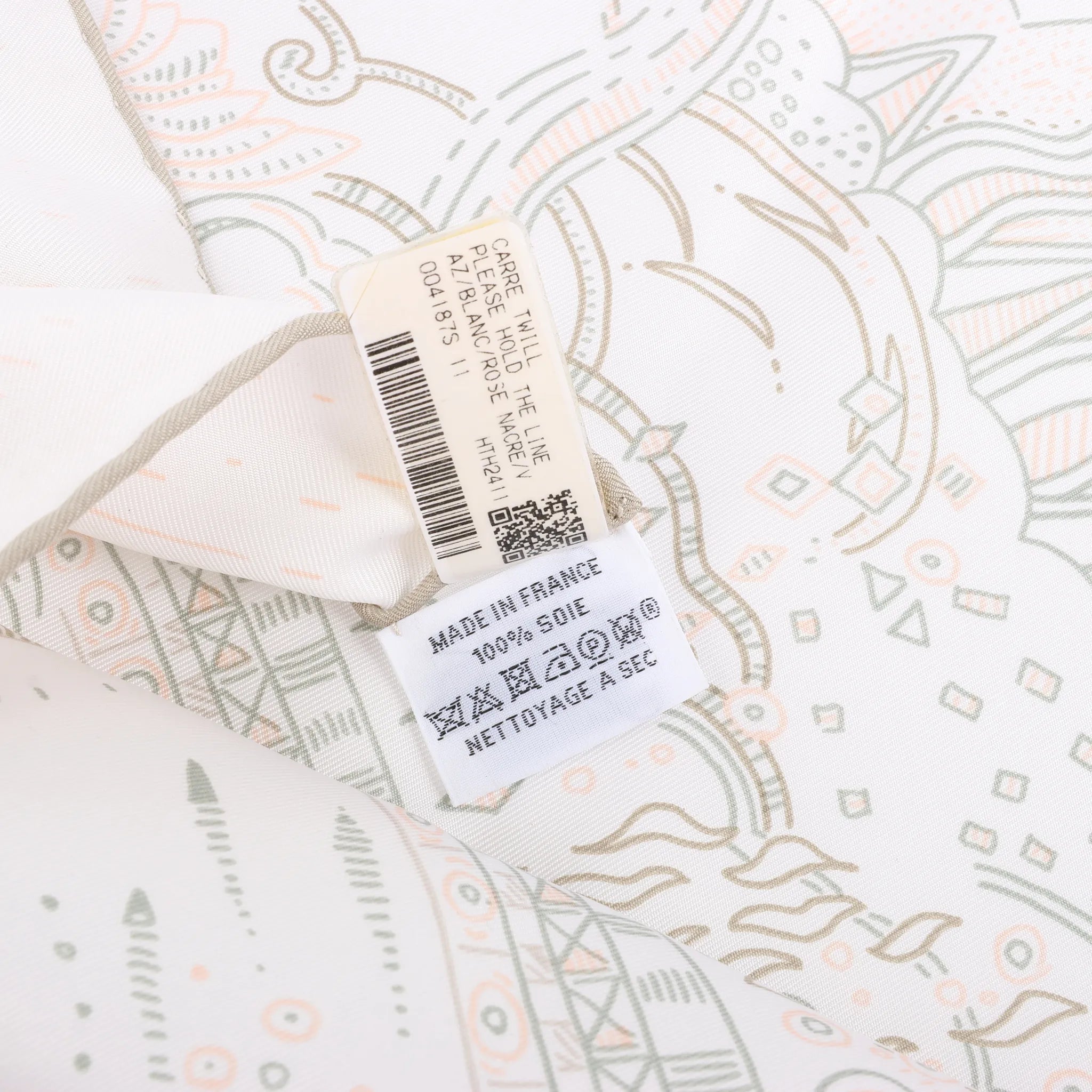 Hermès Carré 90 " PLEASE HOLD THE LINE" Silk handkerchief in White