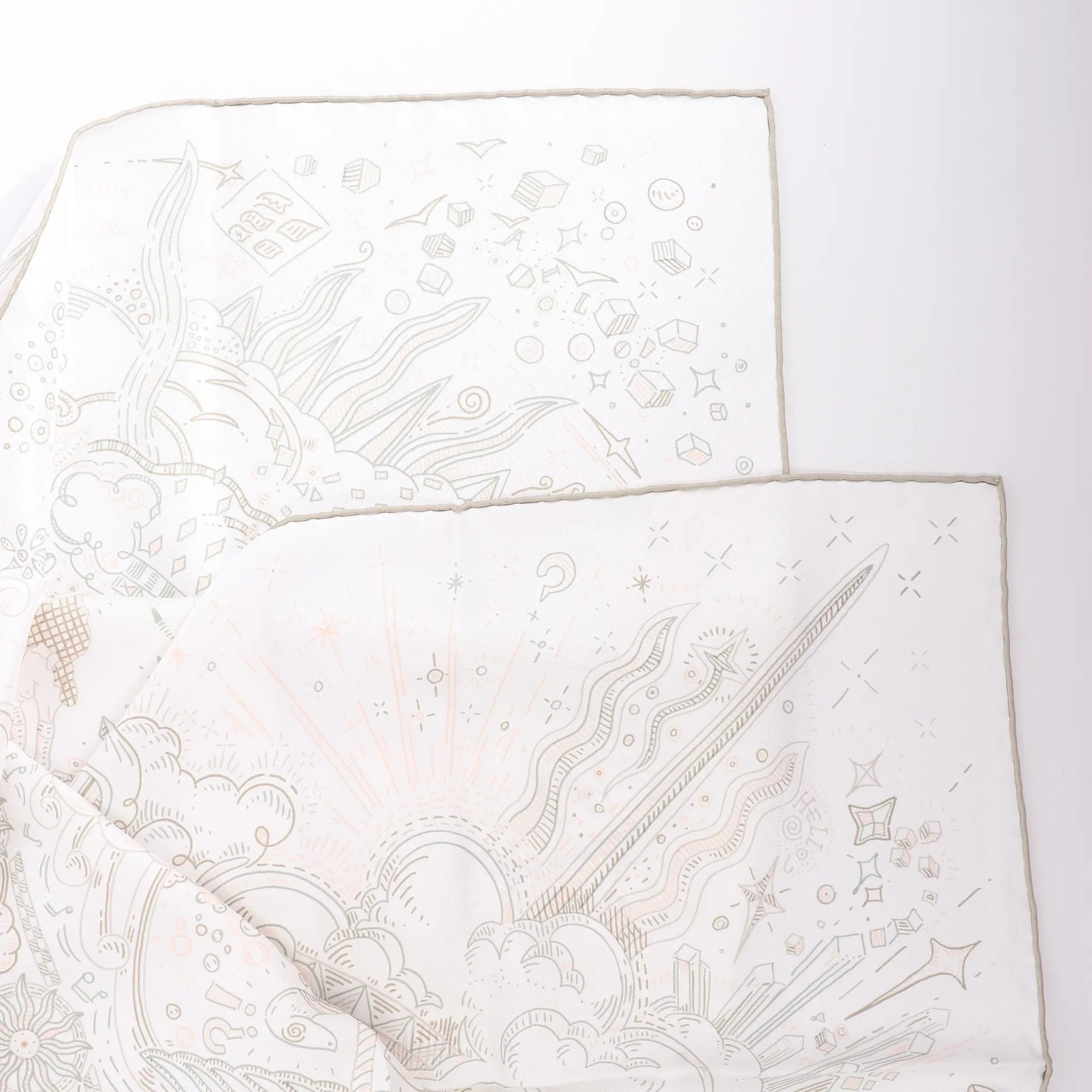 Hermès Carré 90 " PLEASE HOLD THE LINE" Silk handkerchief in White