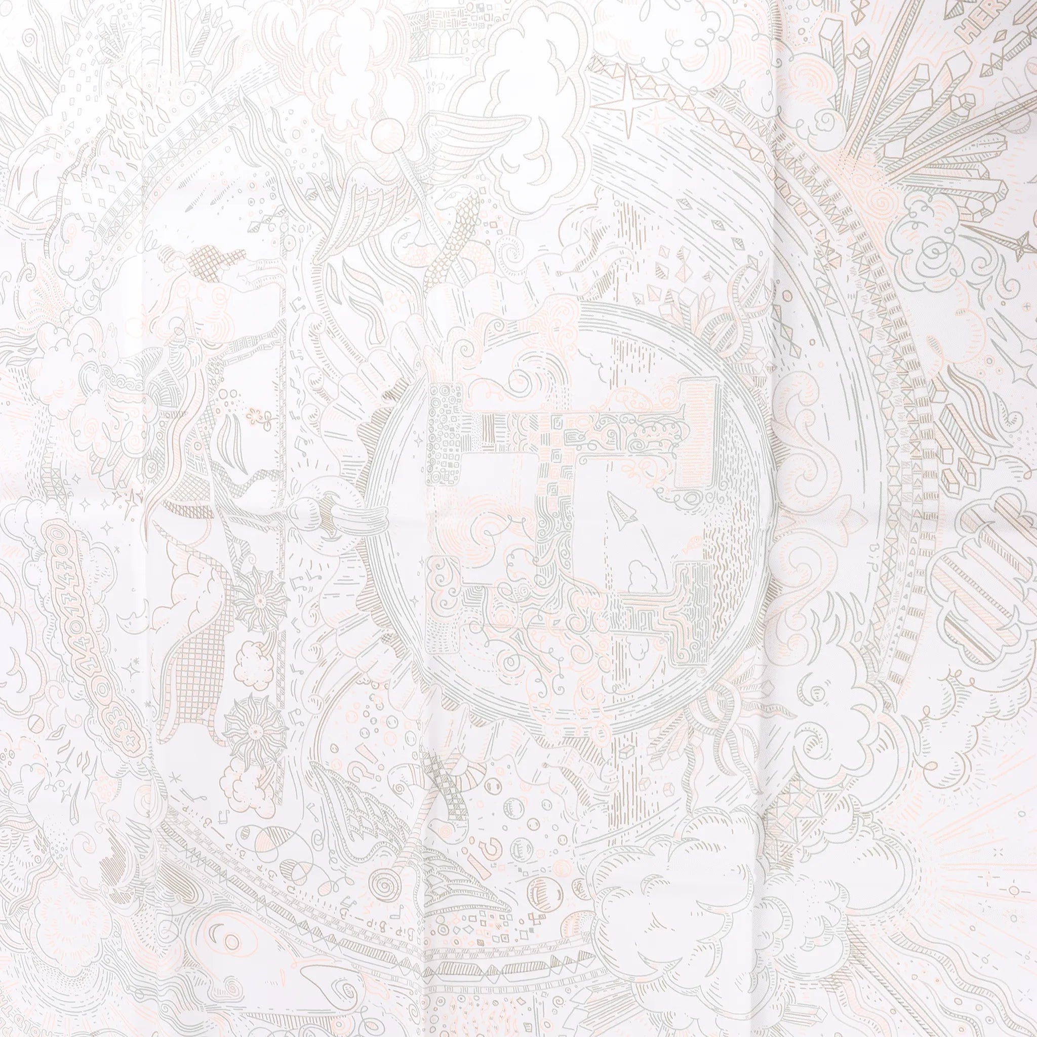 Hermès Carré 90 "PLEASE HOLD THE LINE" Silk handkerchief in White