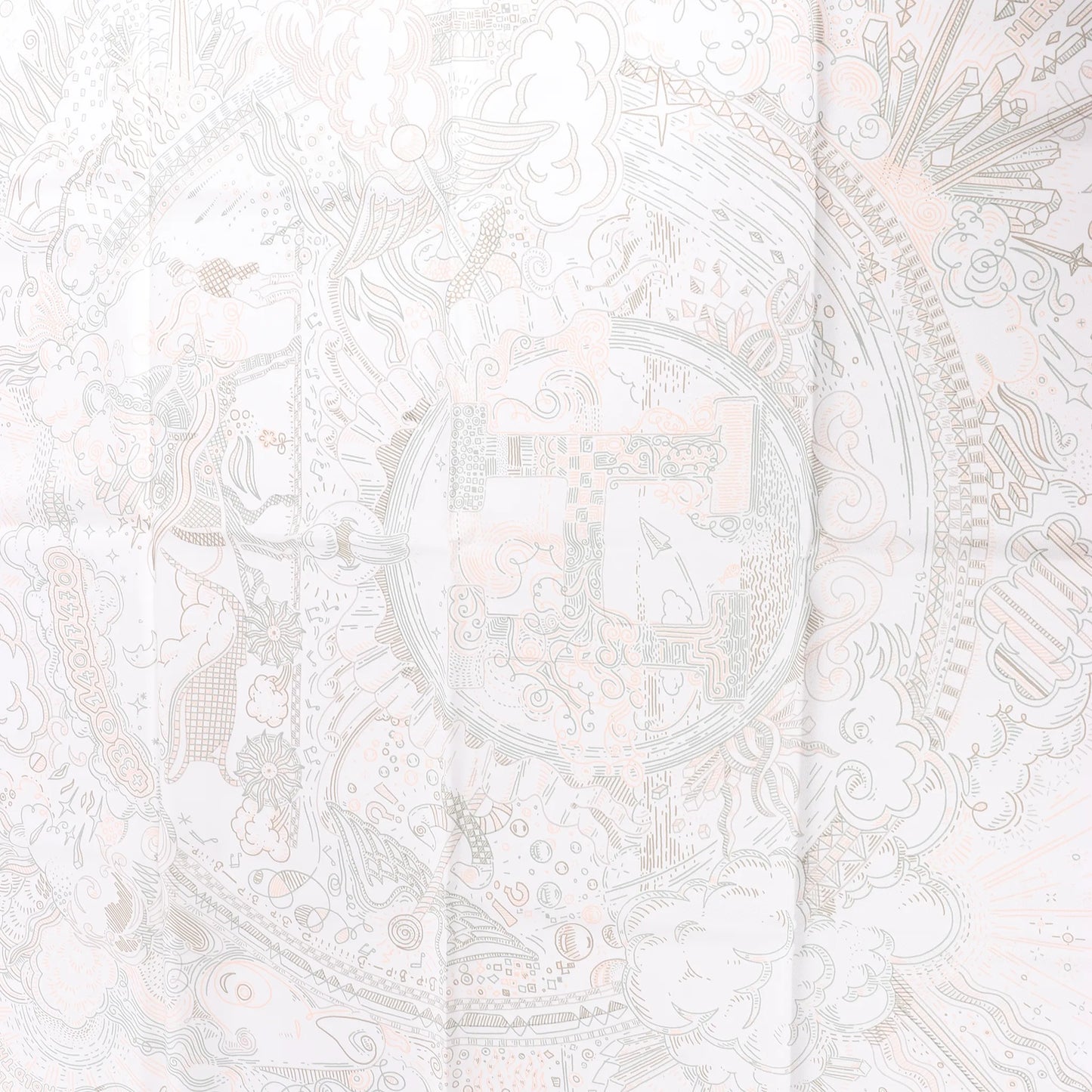 Hermès Carré 90 "BITTE HALTEN SIE DIE LINIE" Seidentaschentuch in Weiß