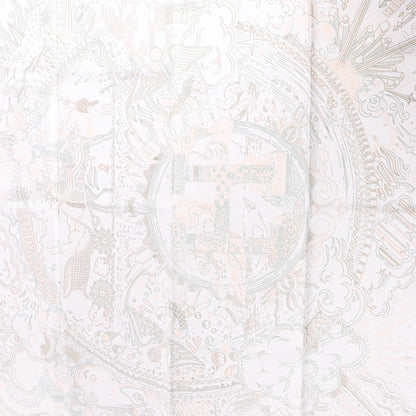 Hermès Carré 90 "BITTE HALTEN SIE DIE LINIE" Seidentaschentuch in Weiß