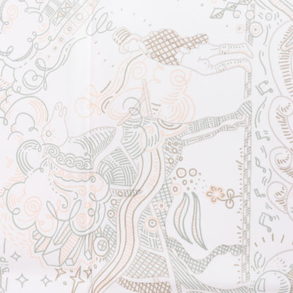 Hermès Carré 90 "BITTE HALTEN SIE DIE LINIE" Seidentaschentuch in Weiß