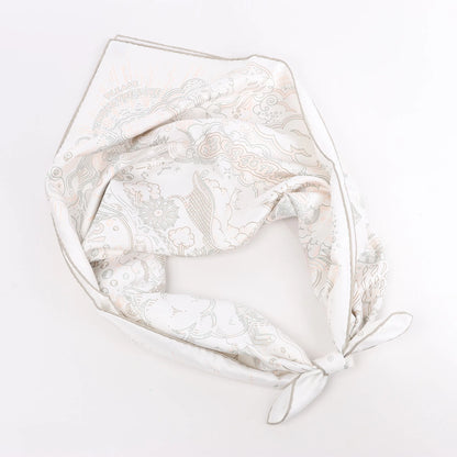 Hermès Carré 90 "BITTE HALTEN SIE DIE LINIE" Seidentaschentuch in Weiß