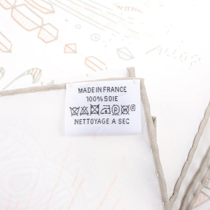 Hermès Carré 90 "BITTE HALTEN SIE DIE LINIE" Seidentaschentuch in Weiß