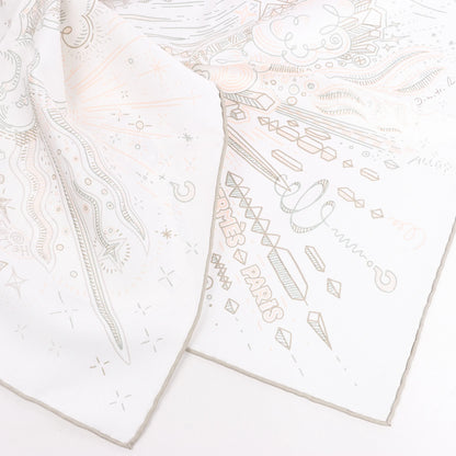 Hermès Carré 90 "BITTE HALTEN SIE DIE LINIE" Seidentaschentuch in Weiß