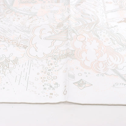 Hermès Carré 90 "BITTE HALTEN SIE DIE LINIE" Seidentaschentuch in Weiß