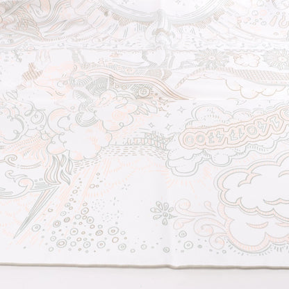 Hermès Carré 90 "BITTE HALTEN SIE DIE LINIE" Seidentaschentuch in Weiß