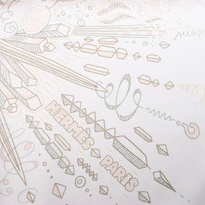 Hermès Carré 90 "BITTE HALTEN SIE DIE LINIE" Seidentaschentuch in Weiß