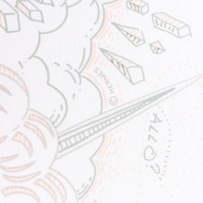 Hermès Carré 90 "BITTE HALTEN SIE DIE LINIE" Seidentaschentuch in Weiß