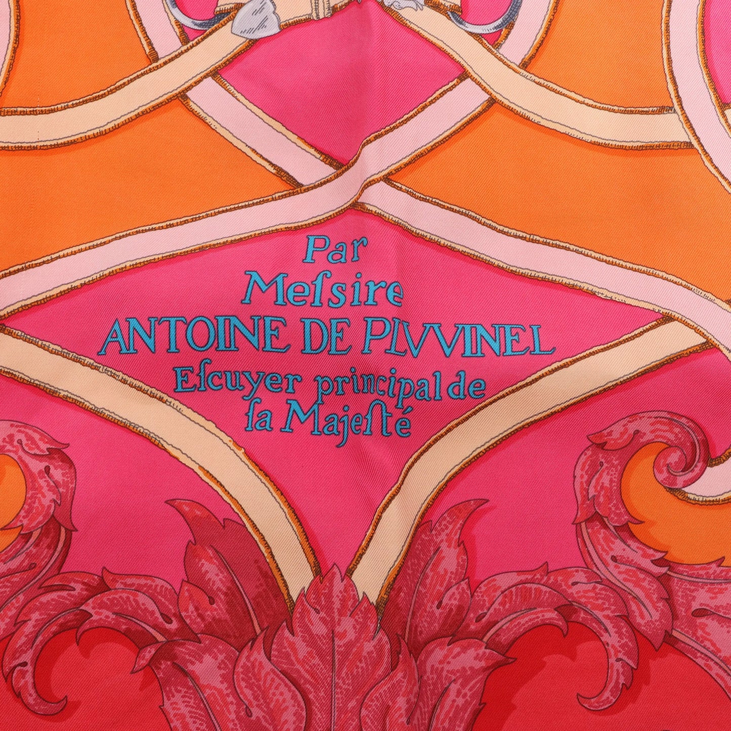 Hermès Carré 90 "L'Instruction du Roy" Silk handkerchief in Pink