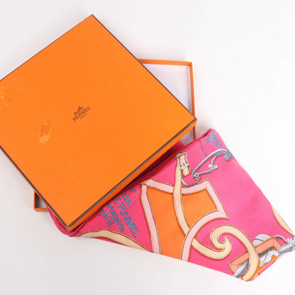 Hermès Carré 90 "L'Instruction du Roy" Silk handkerchief in Pink