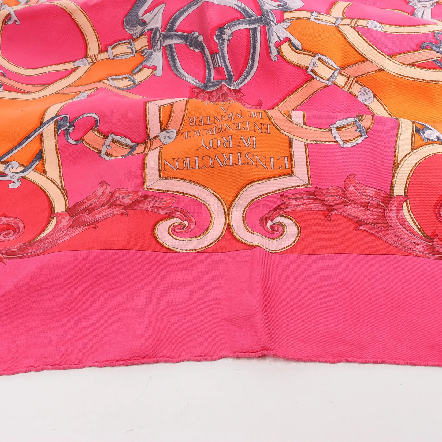 Hermès Carré 90 "L'Instruction du Roy" Silk handkerchief in Pink