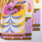 Hermès Carré 90 "Parade en Fanfare" Silk Scarf in Pink and Yellow