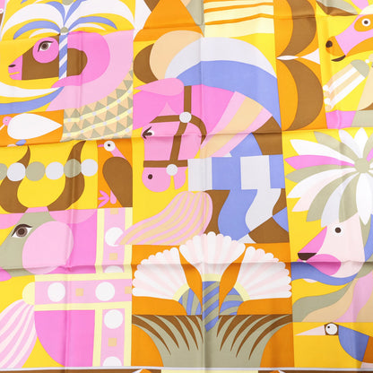 Hermès Carré 90 "Parade en Fanfare" Silk handkerchief in Purple