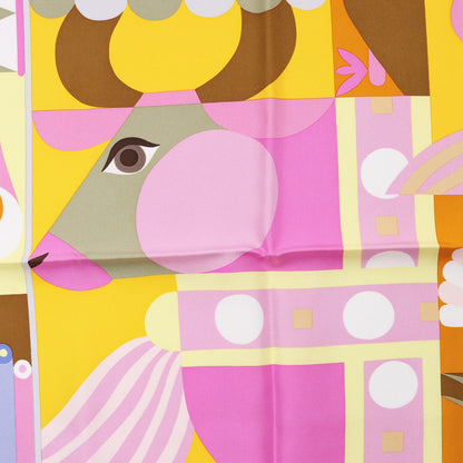 Hermès Carré 90 "Parade en Fanfare" Silk handkerchief in Purple