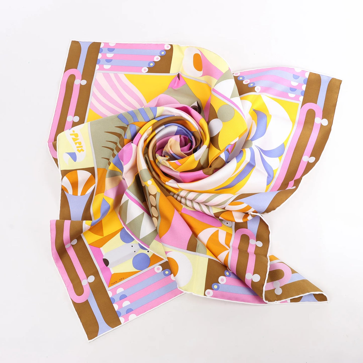 Hermès Carré 90 "Parade en Fanfare" Silk handkerchief in Purple