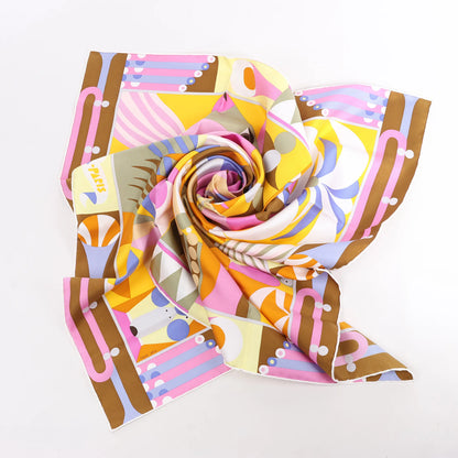 Hermès Carré 90 "Parade en Fanfare" Silk handkerchief in Purple