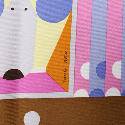 Hermès Carré 90 "Parade en Fanfare" Silk handkerchief in Purple