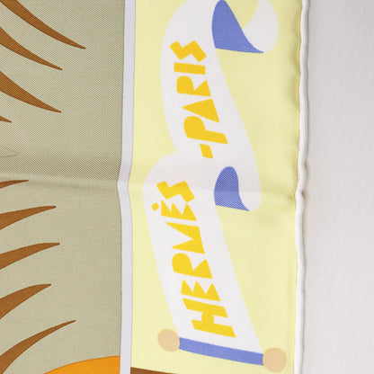 Hermès Carré 90 "Parade en Fanfare" Silk handkerchief in Purple