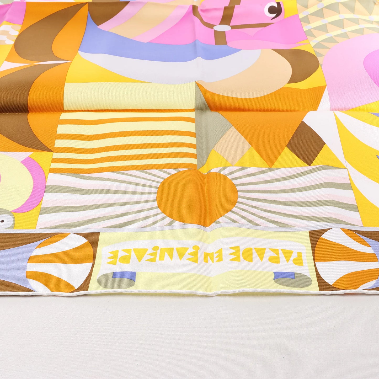 Hermès Carré 90 "Parade en Fanfare" Silk handkerchief in Purple