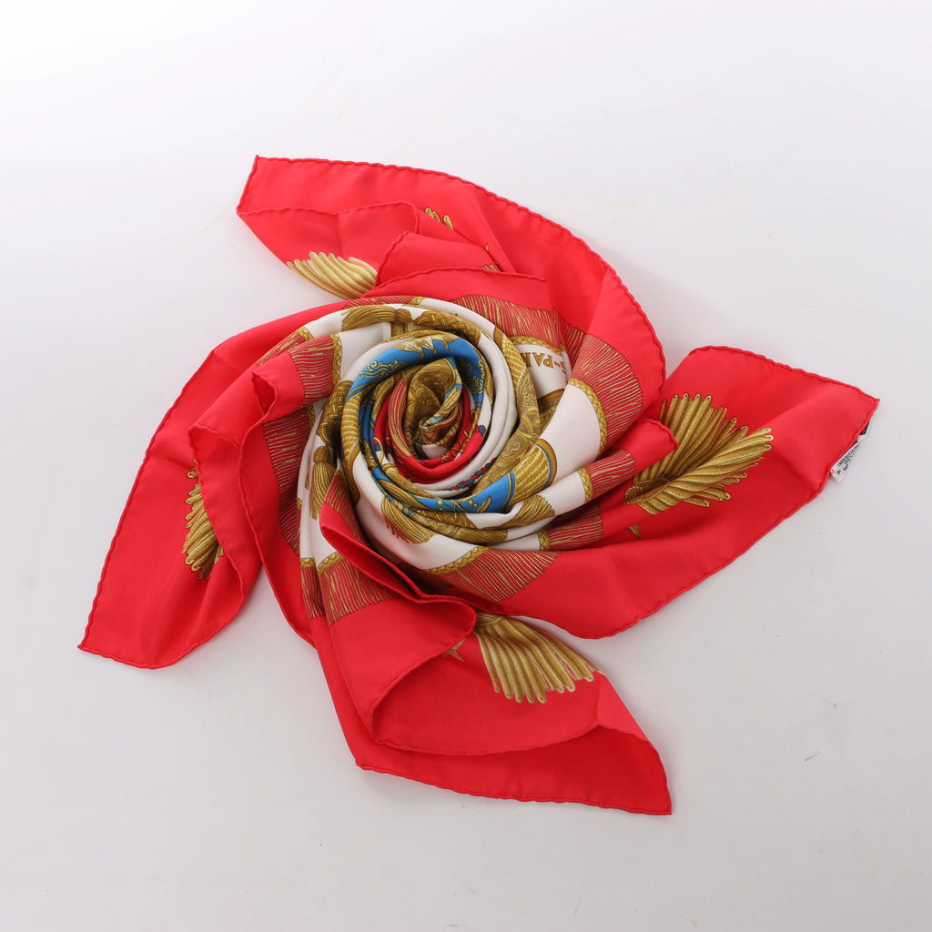Hermès Carré 90 "Poste et Cavalerie Sabre" Pañuelo de seda en Rojo