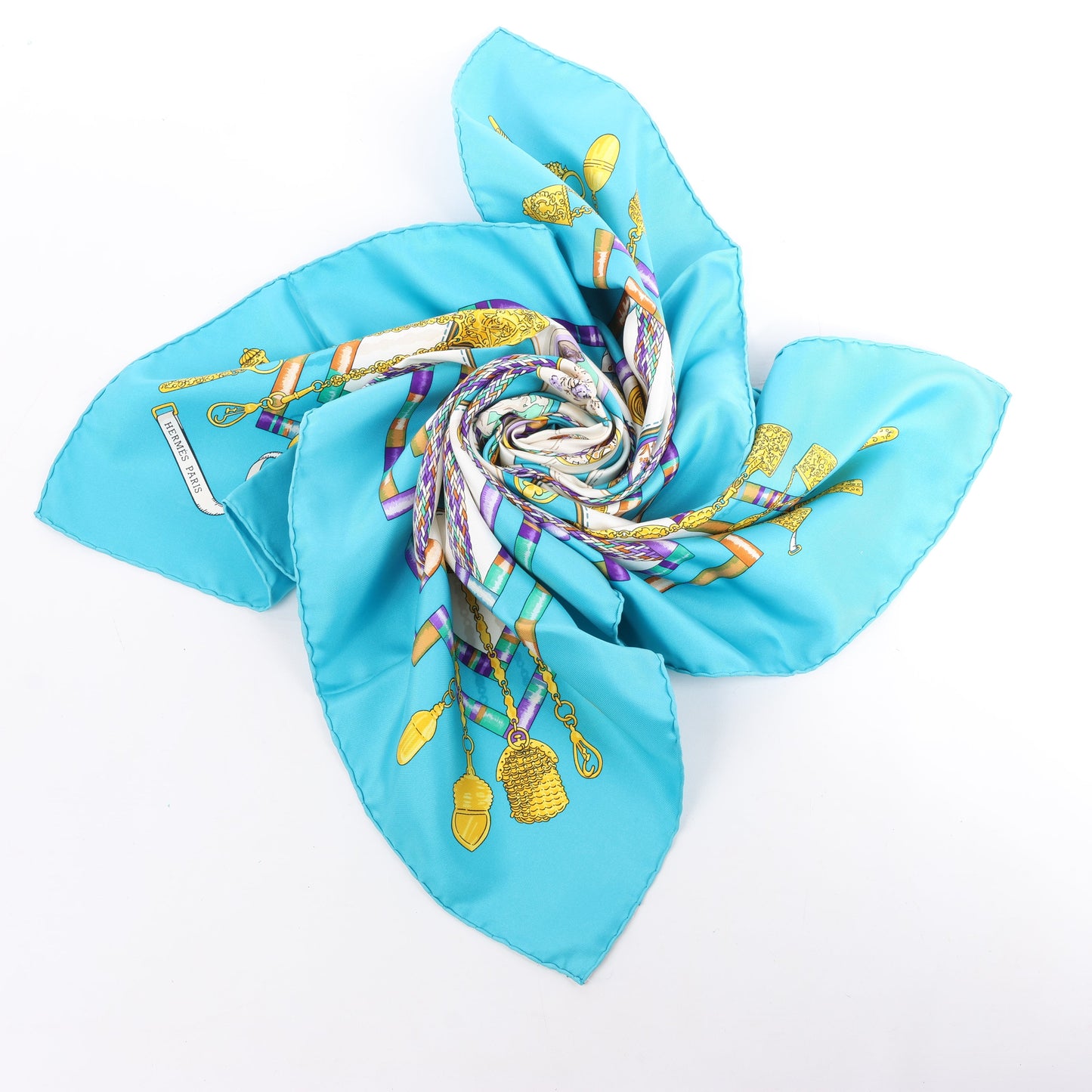 Hermès Carré 90 "Petite main" Silk handkerchief in Blue