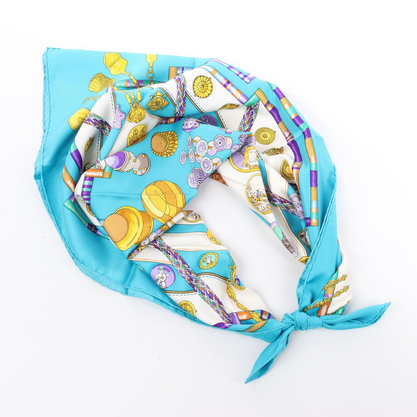 Hermès Carré 90 "Petite main" Silk handkerchief in Blue