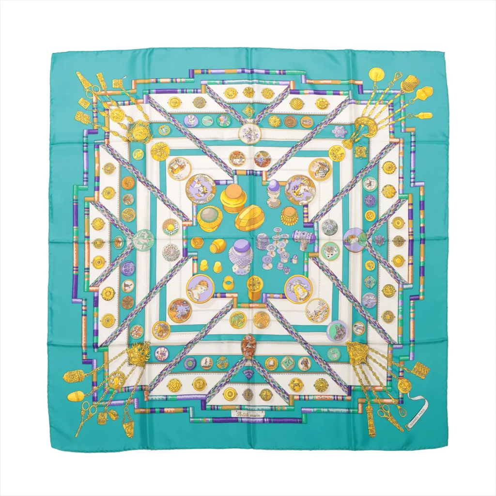Hermès Carré 90 "Petite main" Silk handkerchief in Blue