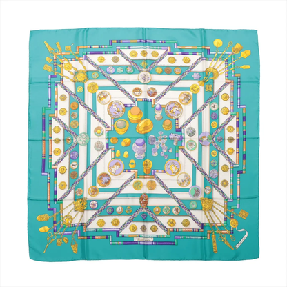 Hermès Carré 90 "Petite main" Silk handkerchief in Blue