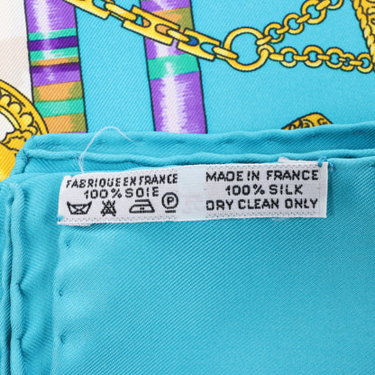 Hermès Carré 90 "Petite main" Mouchoir en soie bleu