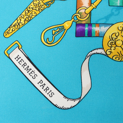 Hermès Carré 90 "Petite main" Mouchoir en soie bleu