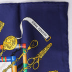 Hermès Carré 90 "Petite main" Silk handkerchief in Navy Blue