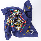 Hermès Carré 90 "Petite main" Silk handkerchief in Navy Blue