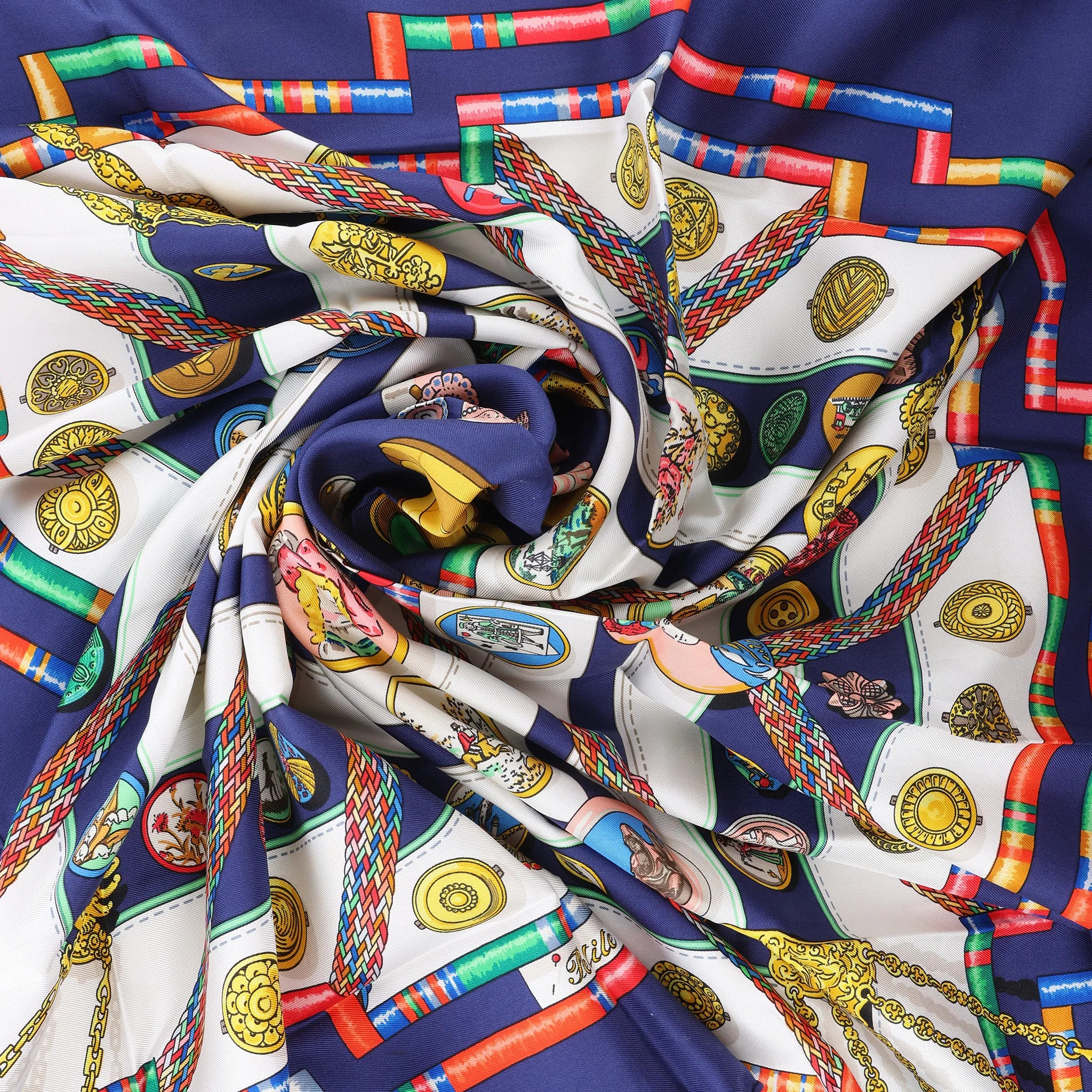 Hermès Carré 90 "Petite main" Silk handkerchief in Navy Blue