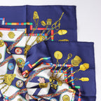 Hermès Carré 90 "Petite main" Silk handkerchief in Navy Blue