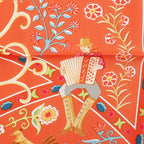 Hermès Carré 90 "Peuple du Vent" Silk handkerchief in Orange