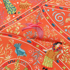 Hermès Carré 90 "Peuple du Vent" Silk handkerchief in Orange
